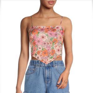 Gianni Bini NWT Floral Silk Scarf Tank Top Size XL